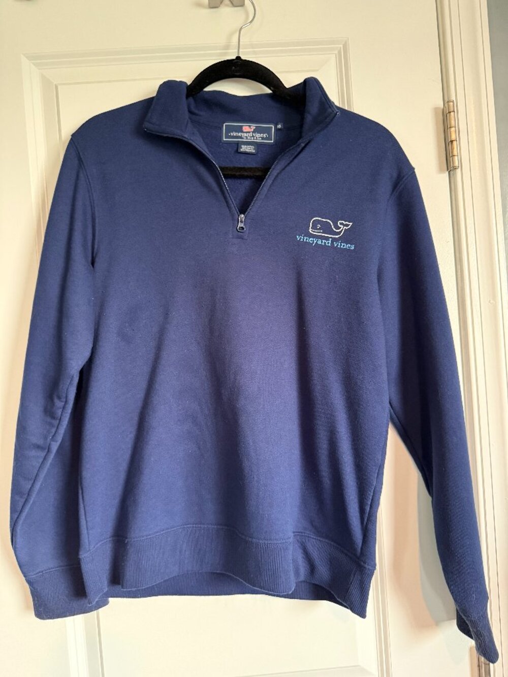 Vineyard Vines Navy Blue Vintage Whale Quarter Zip Fleece Pullover Sweatshirt XS
